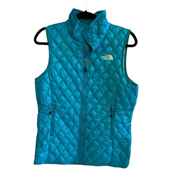 The North Face Thermoball Insulated Quilted Puffer Vest Turquoise Size Small - Picture 2 of 9